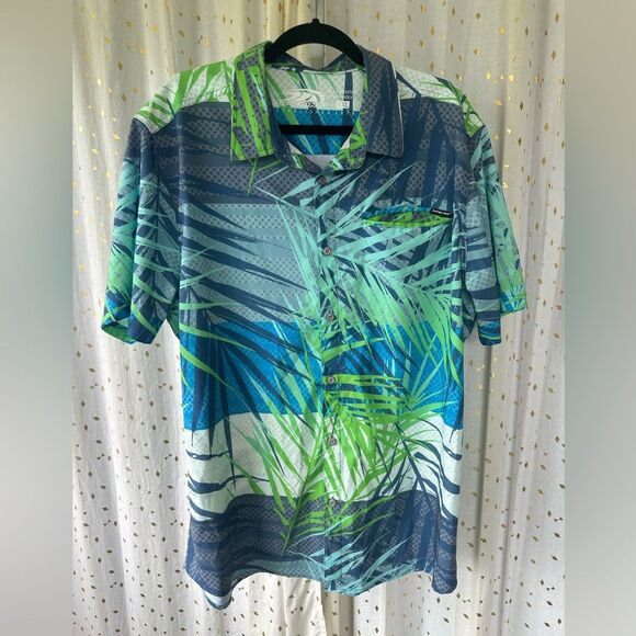 Pipeline Men's Hawaiian Aloha Vibrant Button Down Collar Shirt Tropical XXL - Picture 2 of 7